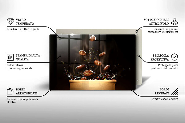 Tagliere in vetro Chicchi di caffè caldi