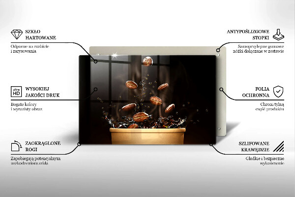 Tagliere in vetro Chicchi di caffè caldi
