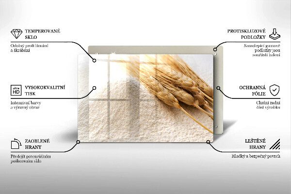 Tagliere in vetro Farina e spighe di grano