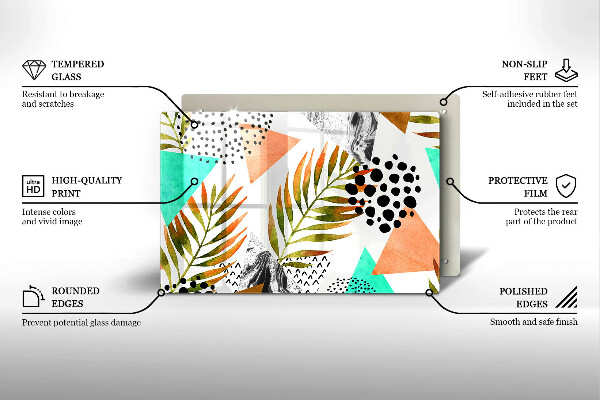 Tagliere in vetro Modello di foglie Boho