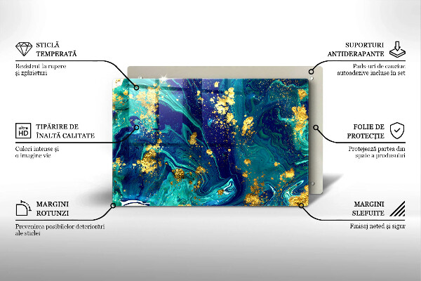 Tagliere in vetro temperato Astrazione con l'oro