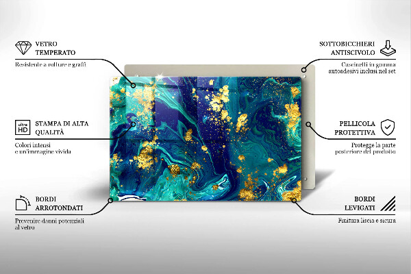 Tagliere in vetro temperato Astrazione con l'oro