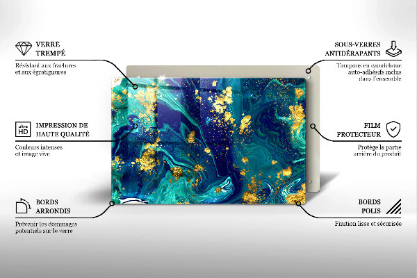 Tagliere in vetro temperato Astrazione con l'oro