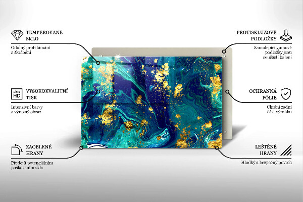 Tagliere in vetro temperato Astrazione con l'oro