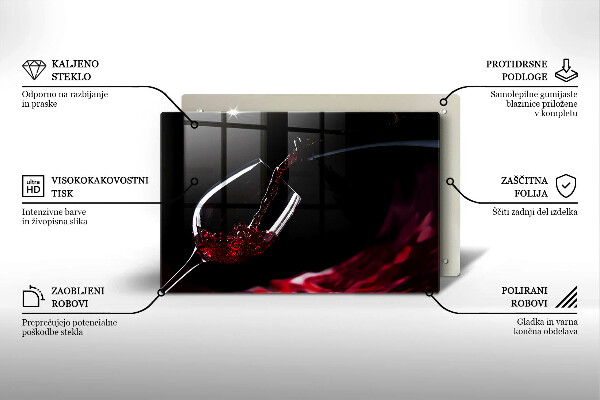 Tagliere in vetro temperato Un bicchiere di vino rosso