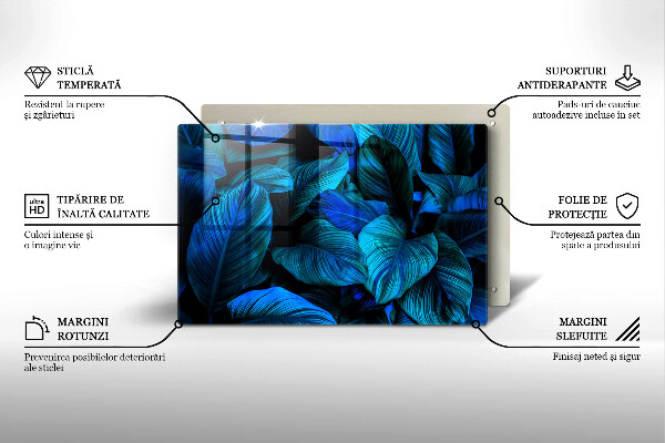 Tagliere in vetro temperato Foglie della vegetazione della giungla