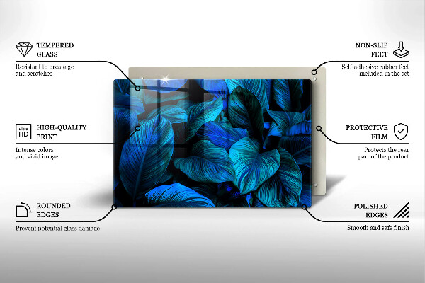 Tagliere in vetro temperato Foglie della vegetazione della giungla