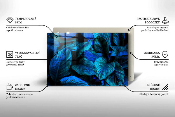 Tagliere in vetro temperato Foglie della vegetazione della giungla