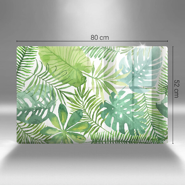 Tagliere in vetro temperato Foglie boho dell'acquerello