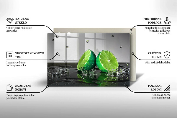 Tagliere in vetro temperato Lime succosi e acqua