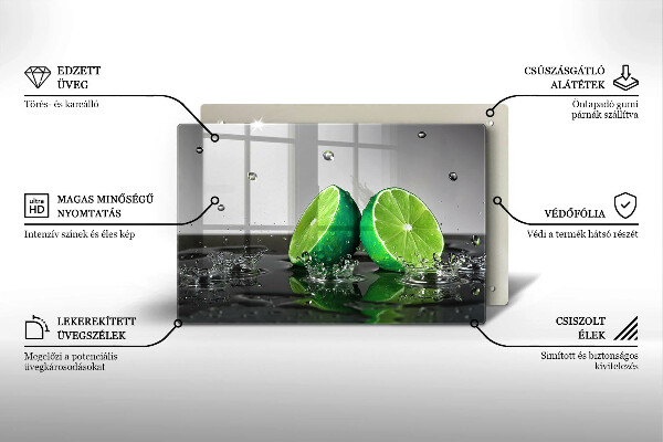 Tagliere in vetro temperato Lime succosi e acqua
