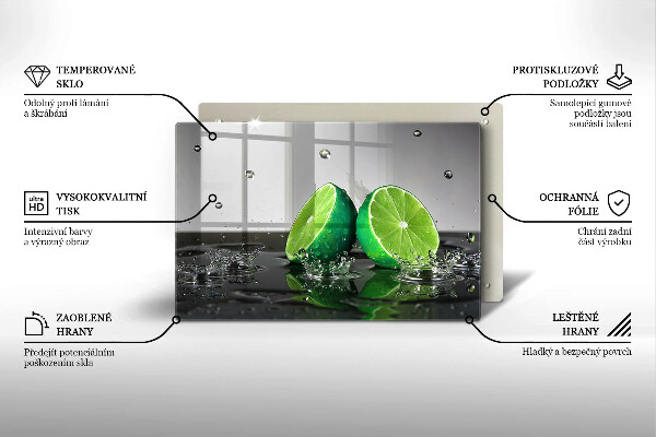Tagliere in vetro temperato Lime succosi e acqua