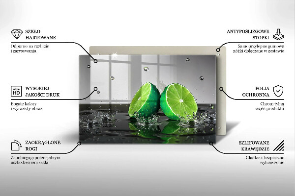 Tagliere in vetro temperato Lime succosi e acqua