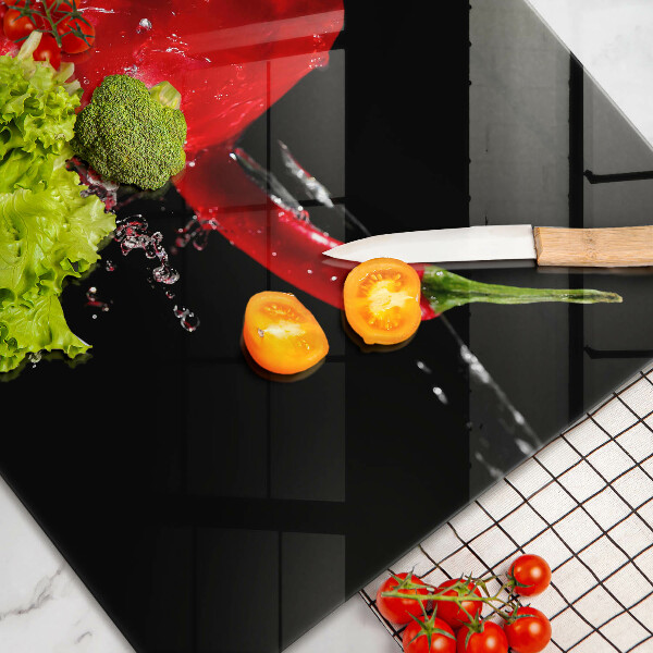 Tagliere in vetro temperato Peperoni rossi in acqua