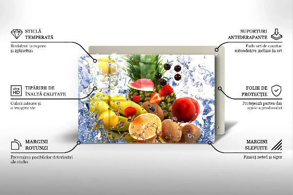 Tagliere in vetro temperato Frutta succosa e acqua