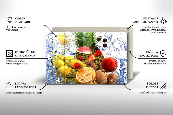 Tagliere in vetro temperato Frutta succosa e acqua