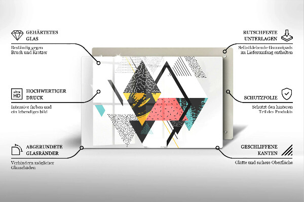 Tagliere in vetro temperato Triangoli astratti