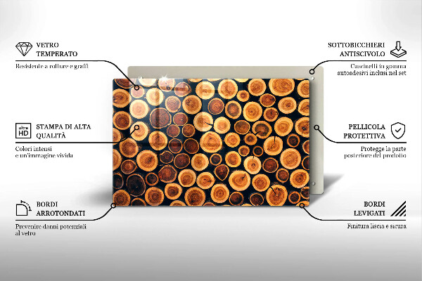 Tagliere in vetro temperato Ceppi di alberi in legno