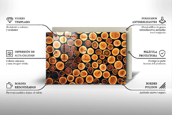 Tagliere in vetro temperato Ceppi di alberi in legno