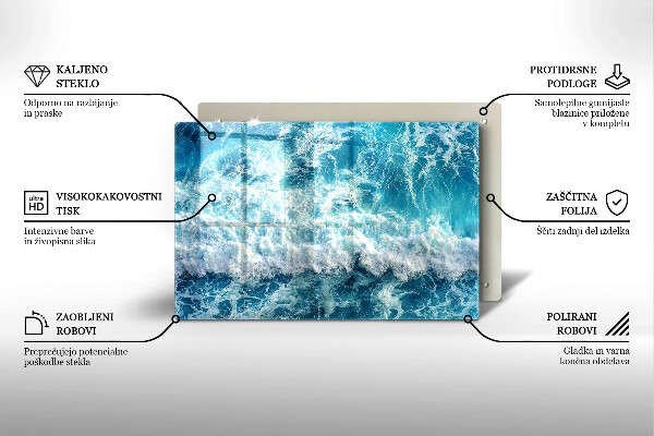 Tagliere in vetro temperato Onde dell'acqua di mare