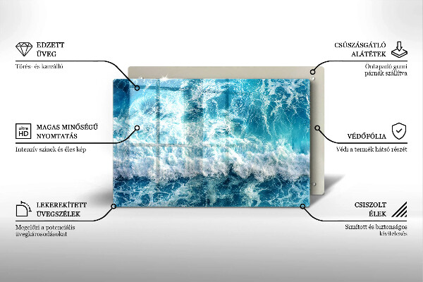 Tagliere in vetro temperato Onde dell'acqua di mare