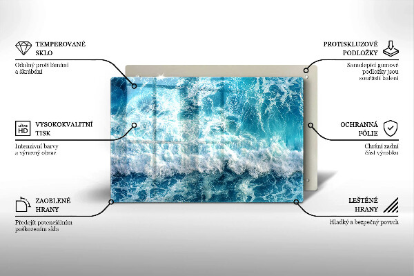 Tagliere in vetro temperato Onde dell'acqua di mare