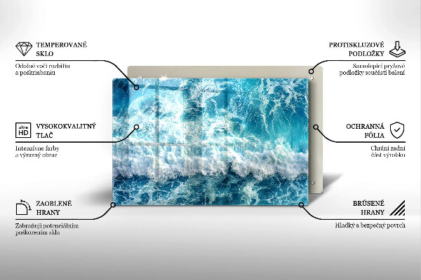 Tagliere in vetro temperato Onde dell'acqua di mare