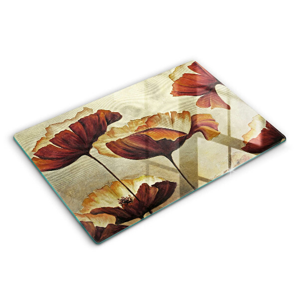 Tagliere in vetro temperato Fiori boho dipinti