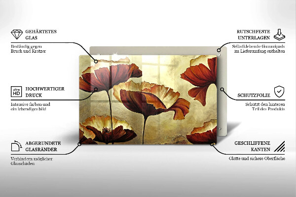 Tagliere in vetro temperato Fiori boho dipinti