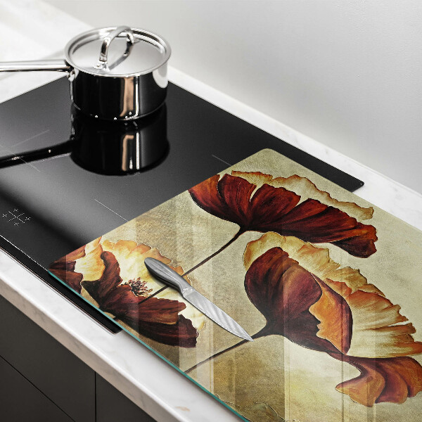 Tagliere in vetro temperato Fiori boho dipinti