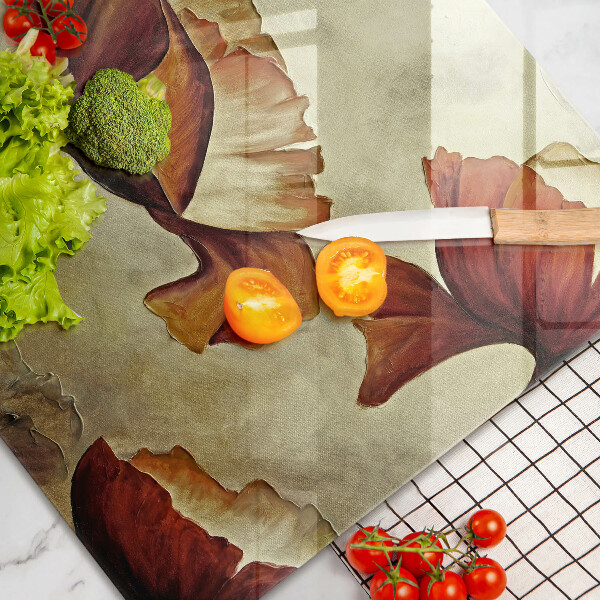 Tagliere in vetro temperato Fiori boho dipinti