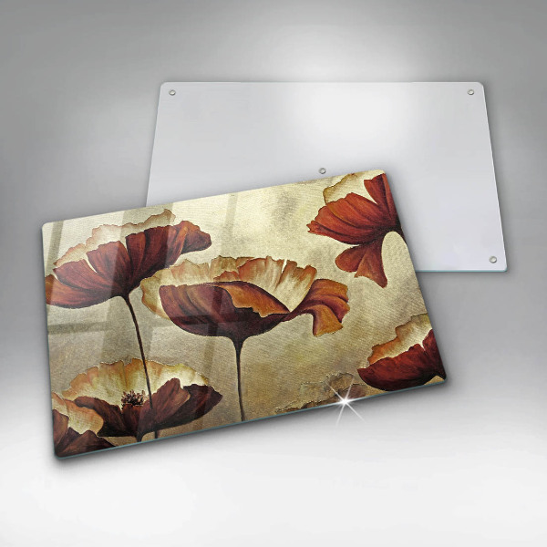 Tagliere in vetro temperato Fiori boho dipinti