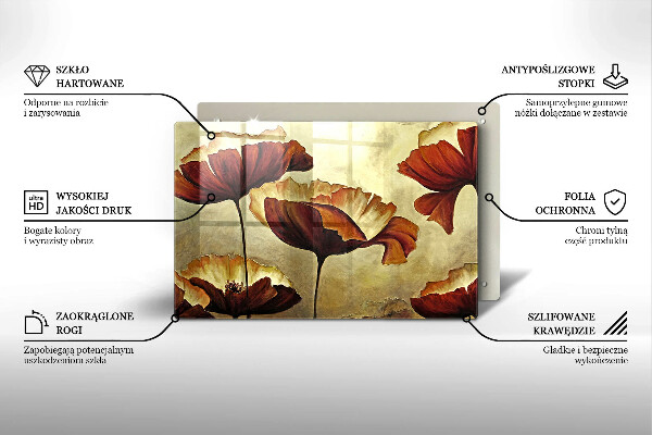 Tagliere in vetro temperato Fiori boho dipinti