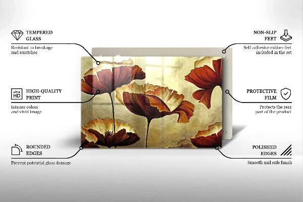 Tagliere in vetro temperato Fiori boho dipinti