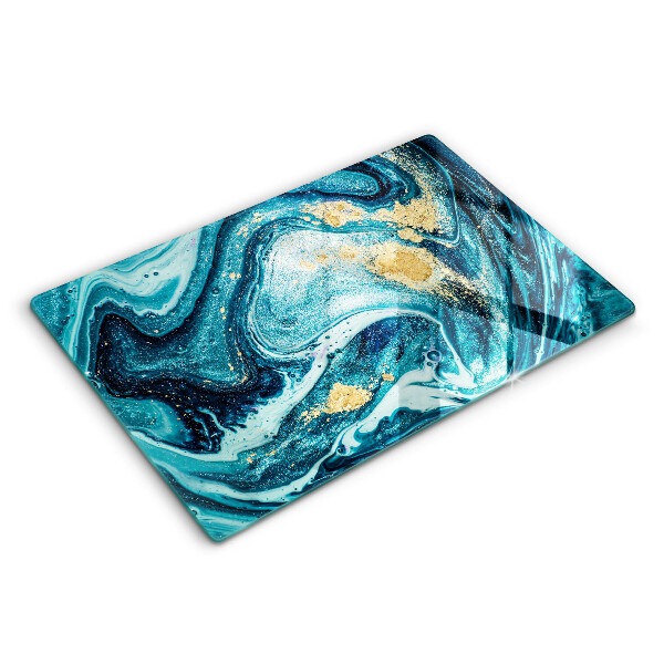 Tagliere in vetro Astrazione dell'oro blu
