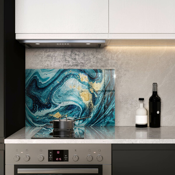 Tagliere in vetro Astrazione dell'oro blu