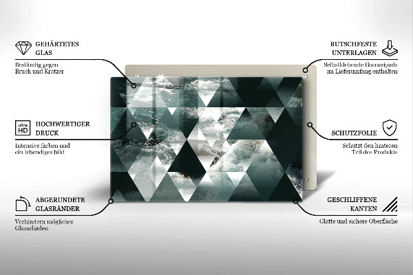 Tagliere in vetro temperato Triangoli e acqua