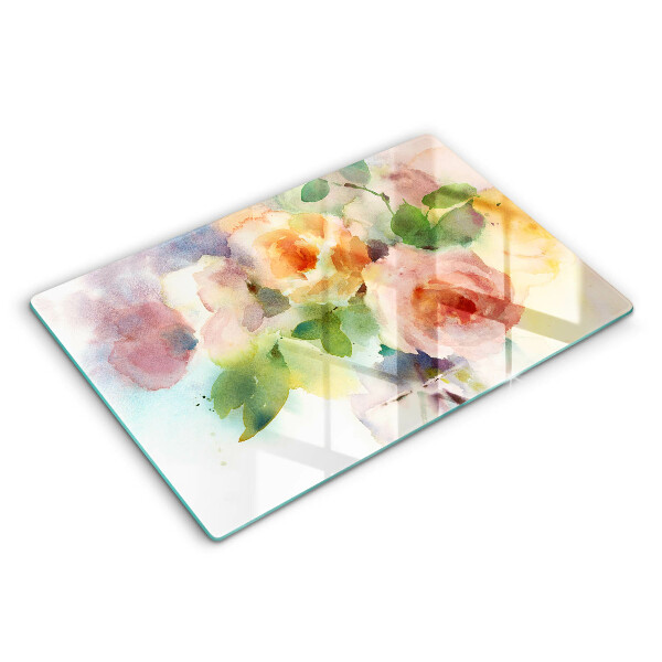 Tagliere in vetro temperato Fiori dipinti