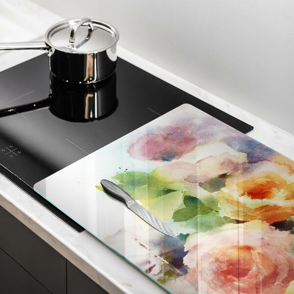 Tagliere in vetro temperato Fiori dipinti