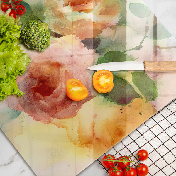 Tagliere in vetro temperato Fiori dipinti