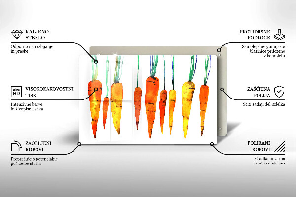 Tagliere in vetro temperato Illustrazione della carota