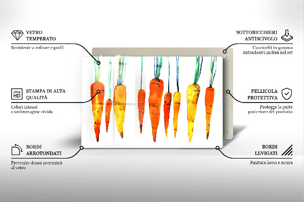 Tagliere in vetro temperato Illustrazione della carota