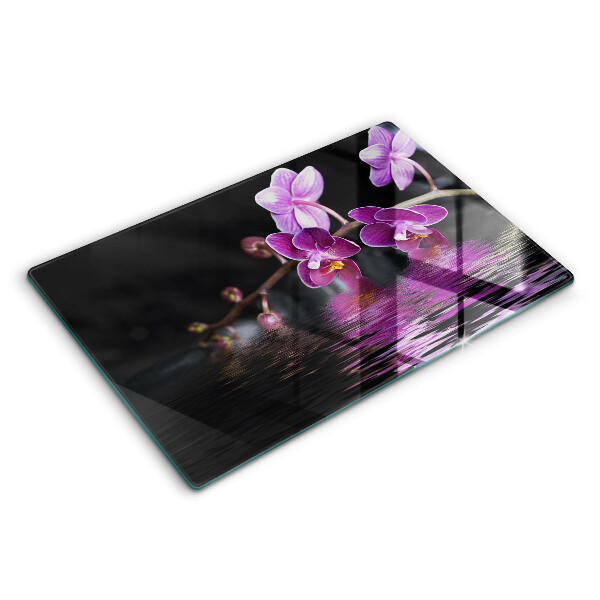 Tagliere in vetro temperato Acqua zen di orchidea