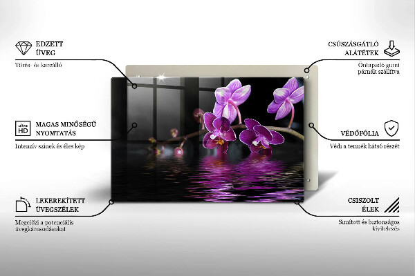 Tagliere in vetro temperato Acqua zen di orchidea