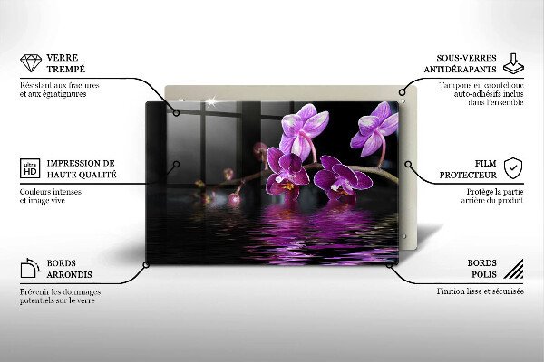 Tagliere in vetro temperato Acqua zen di orchidea