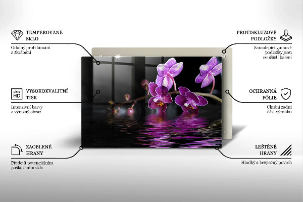 Tagliere in vetro temperato Acqua zen di orchidea