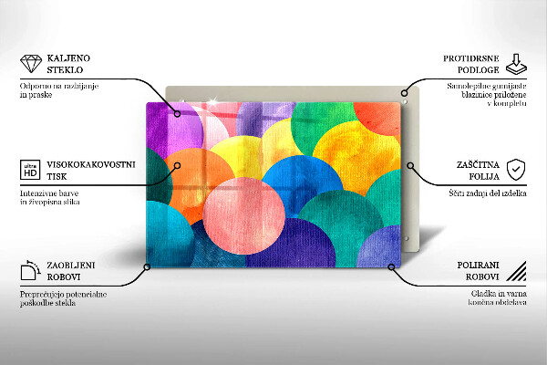 Tagliere in vetro Cerchi colorati