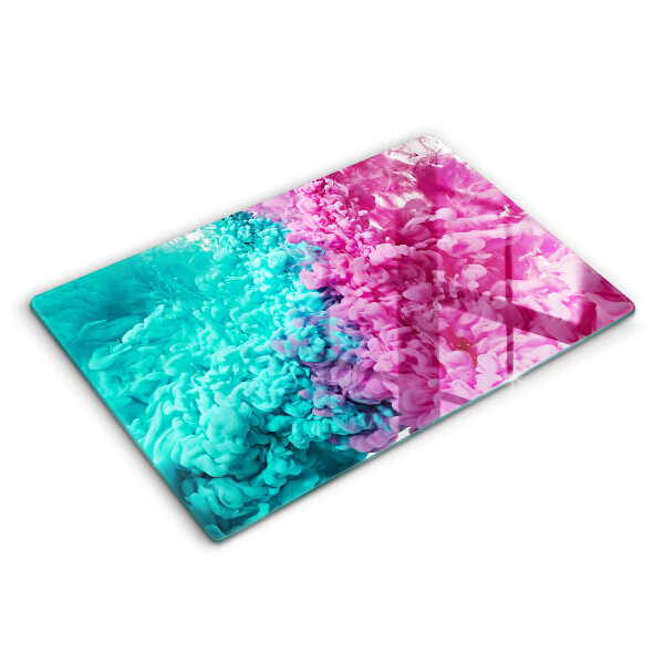 Tagliere in vetro Fumo rosa-turchese
