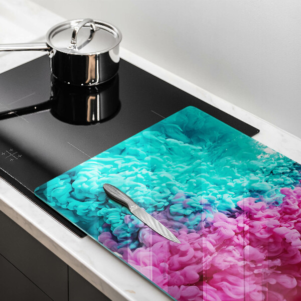 Tagliere in vetro Fumo rosa-turchese