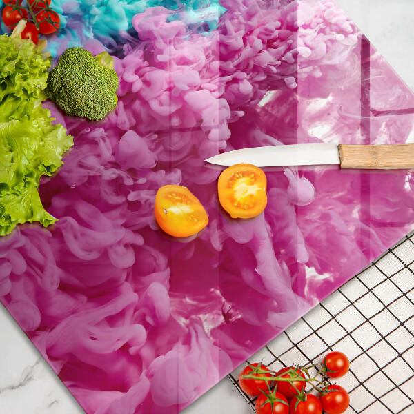 Tagliere in vetro Fumo rosa-turchese